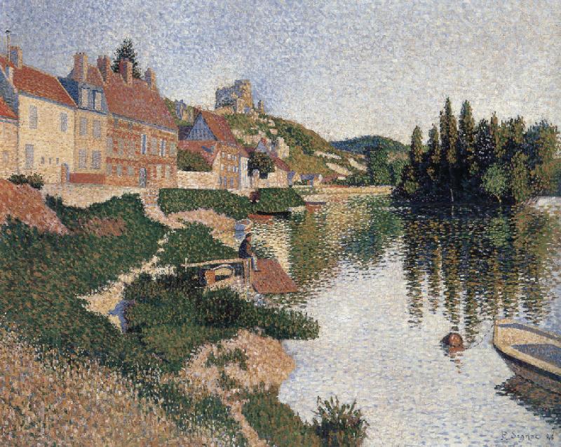 Paul Signac riverbbank les andelys France oil painting art